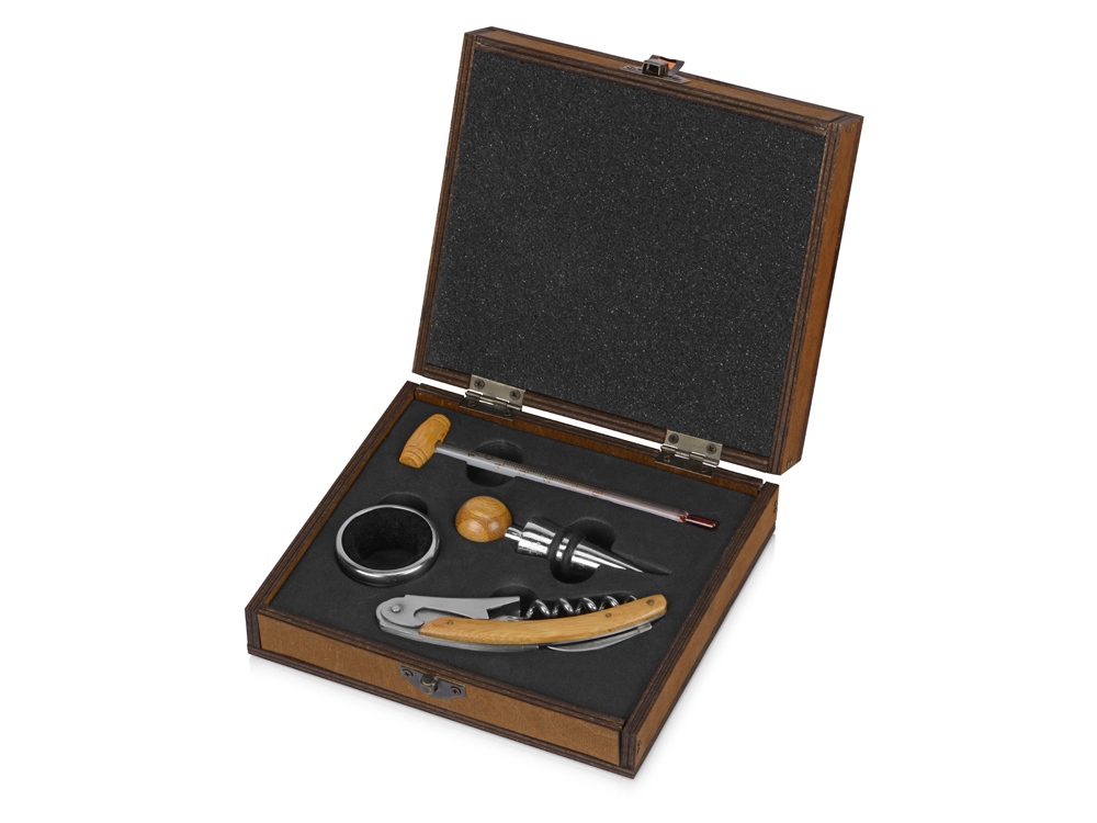 Набор аксессуаров для вина Бомонт, коричневый замочек-0