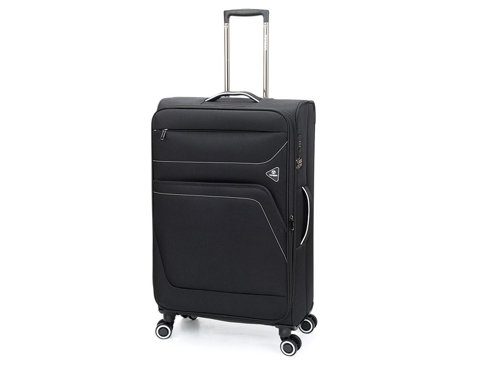 Чемодан TORBER НЕРО, чёрный, переработанный ПЭТ, 48 х 28 х 79 см, 90 л-0