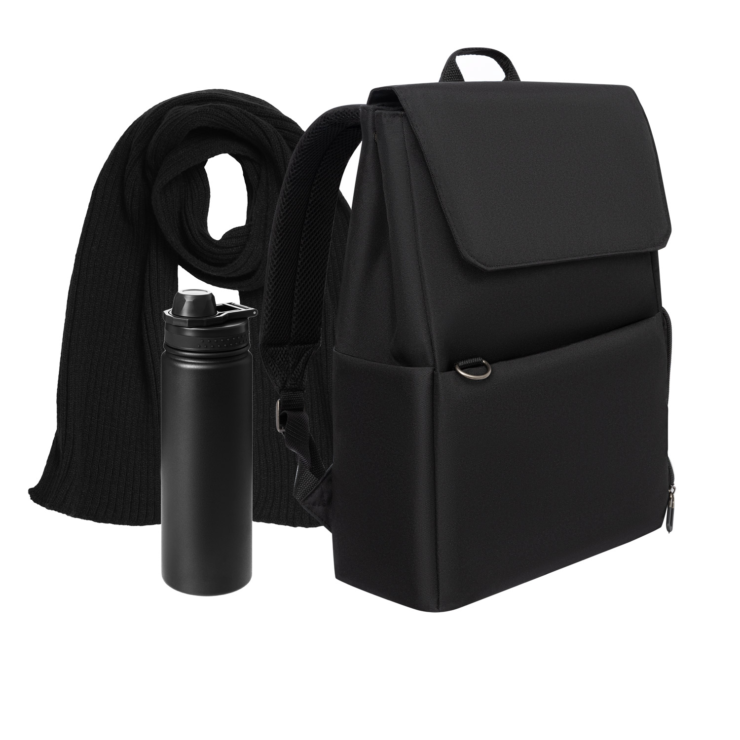 Подарочный набор Марко (Marco), черный (шарф, термобутылка, рюкзак)-0