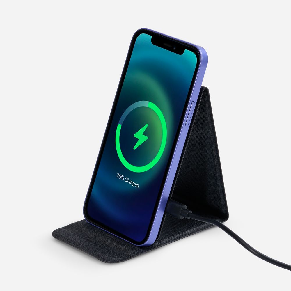 Подставка для смартфона с беспроводной зарядкой Kickstand, серая-0