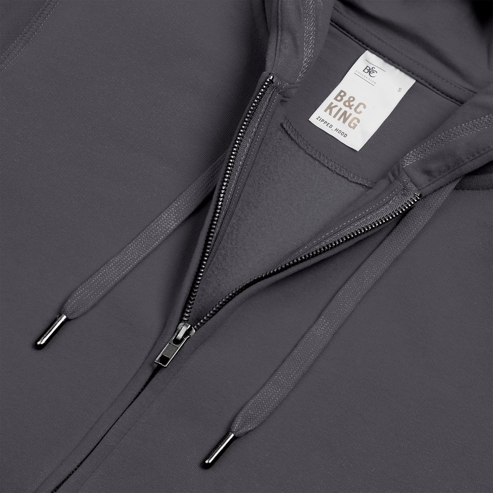 Толстовка на молнии с капюшоном унисекс King, темно-серая-3