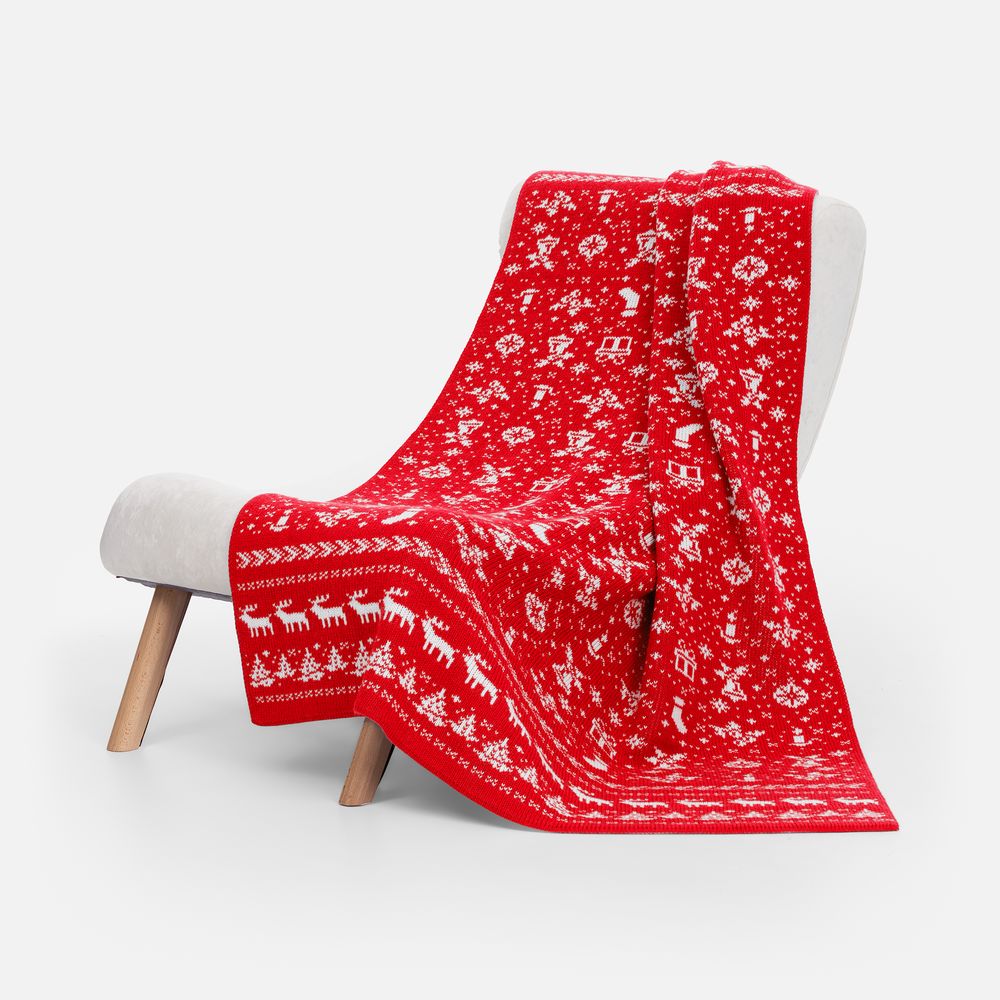 Плед Holidale, красный с молочным-1