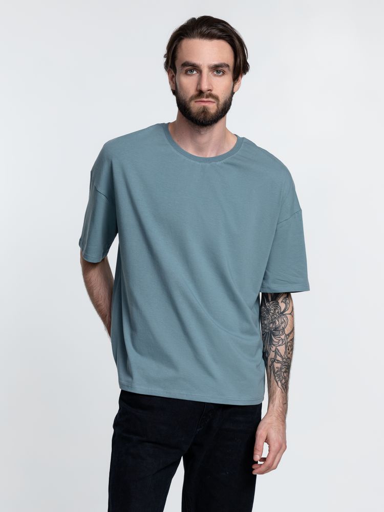 Футболка унисекс оверсайз Crosstown, серо-зеленая-0