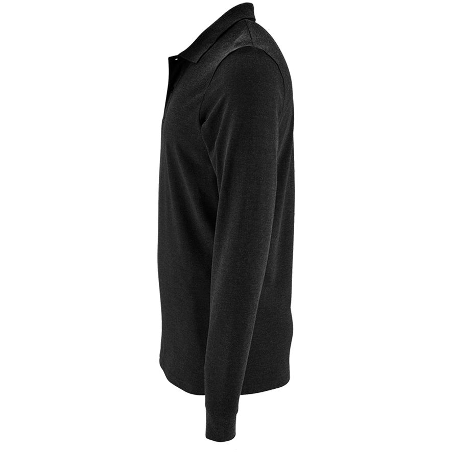 Рубашка поло мужская с длинным рукавом Perfect LSL Men, черный меланж-2