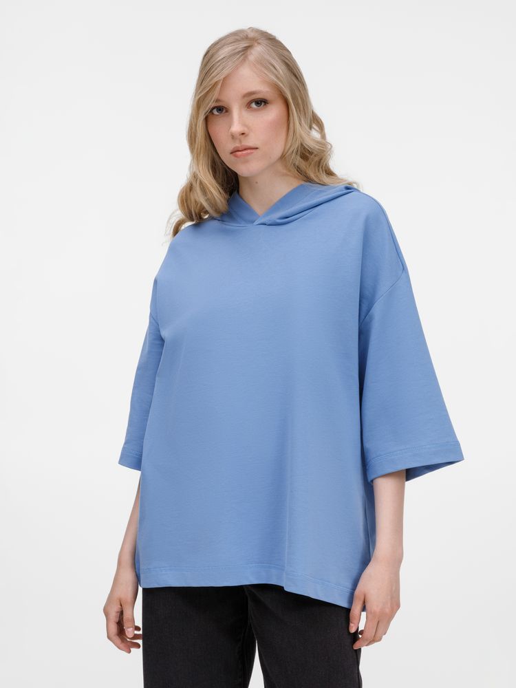 Футболка оверсайз унисекс с капюшоном Neofit, синяя-0