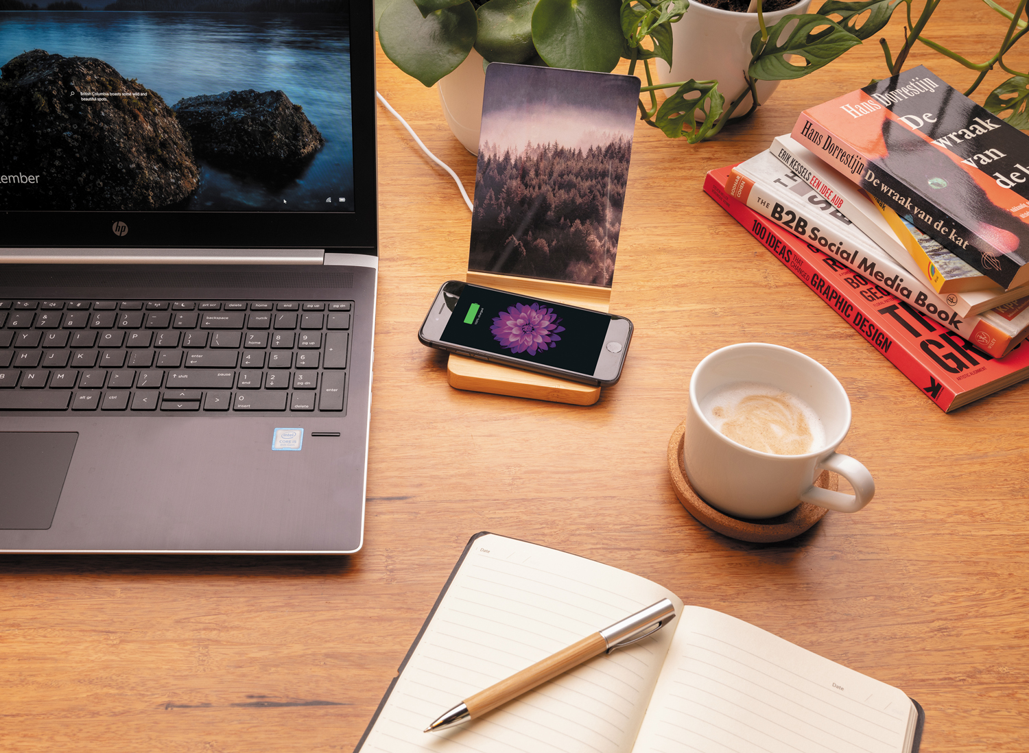 Док-станция для беспроводной зарядки с фоторамкой Bamboo, 5 Вт-3