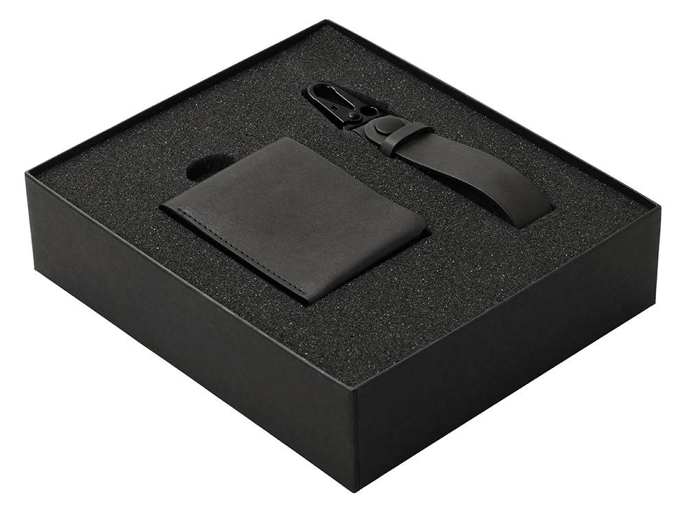 Подарочный набор Long River: кошелек, ремешок для ключей (без лого Long River), черная коробка-1