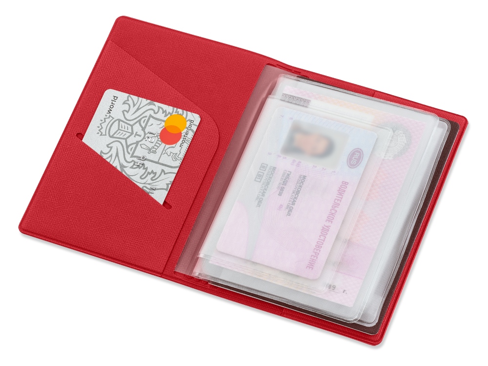 Классическая обложка для автодокументов Favor, красная-1