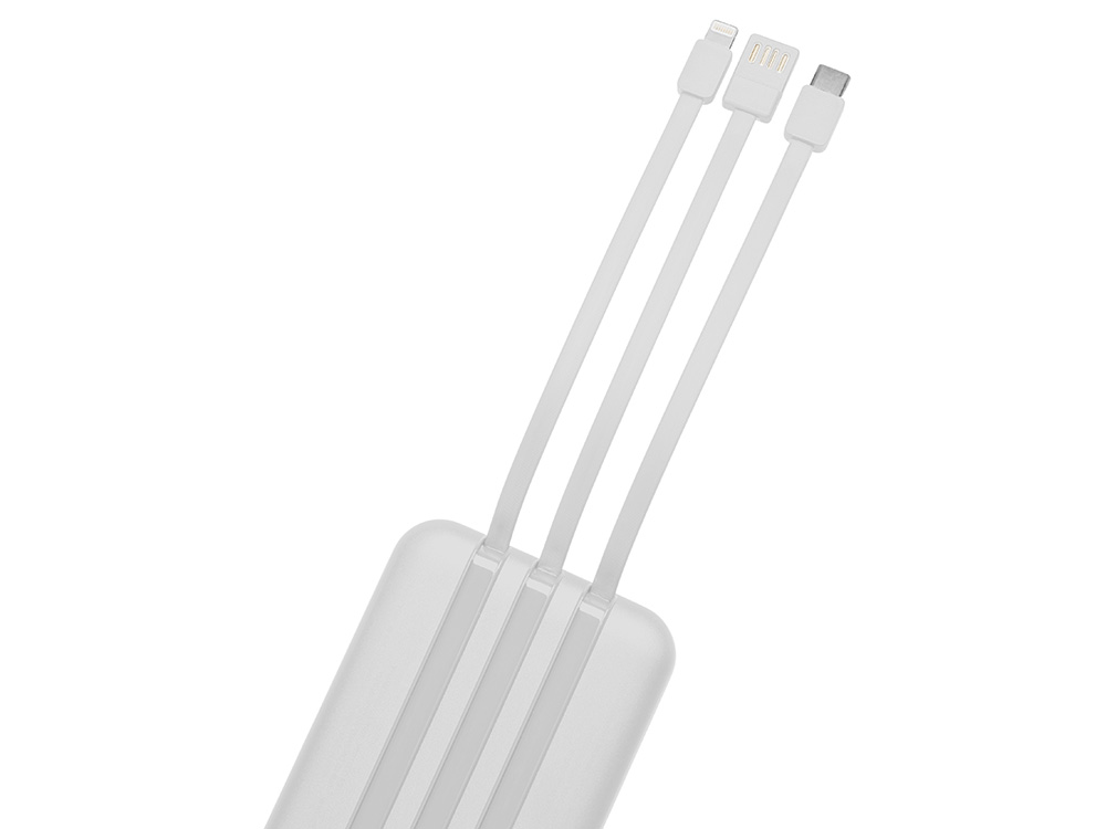 Магнитный беспроводной внешний аккумулятор со встроенными кабелями Мэни,быстаря зарядка, 10000 мАч, белый-5