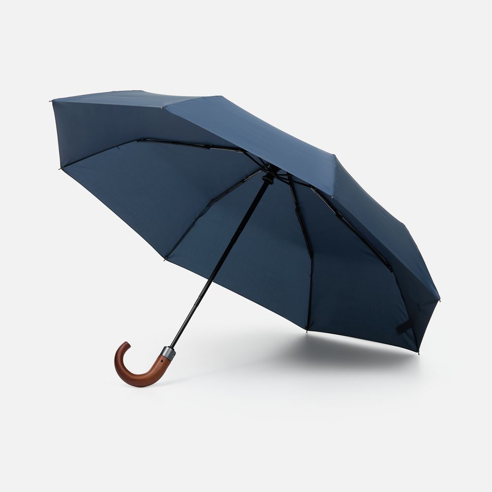 Зонт складной Classic, темно-синий с темной ручкой-1