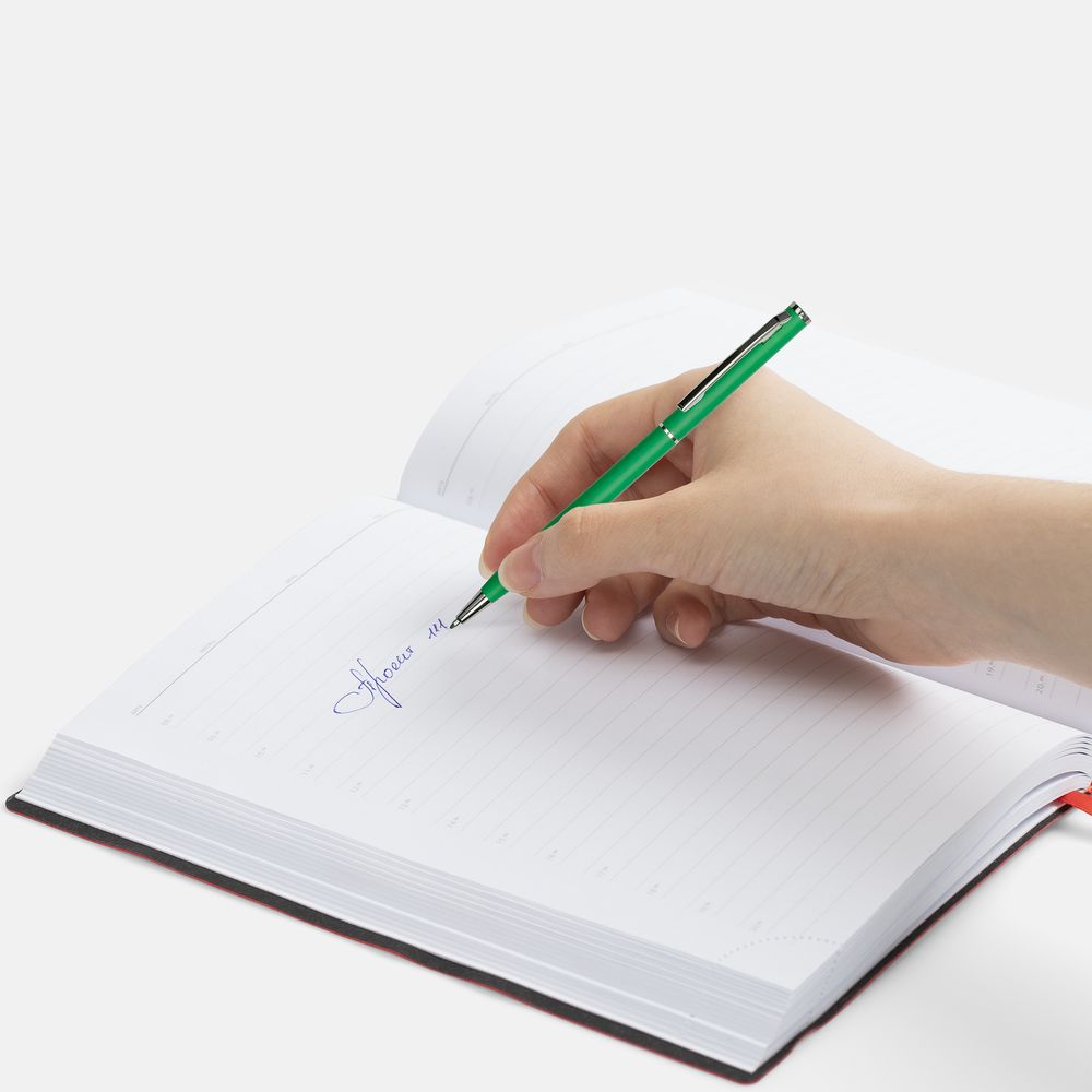 Ручка шариковая Hotel Chrome, ver.2, матовая зеленая-4