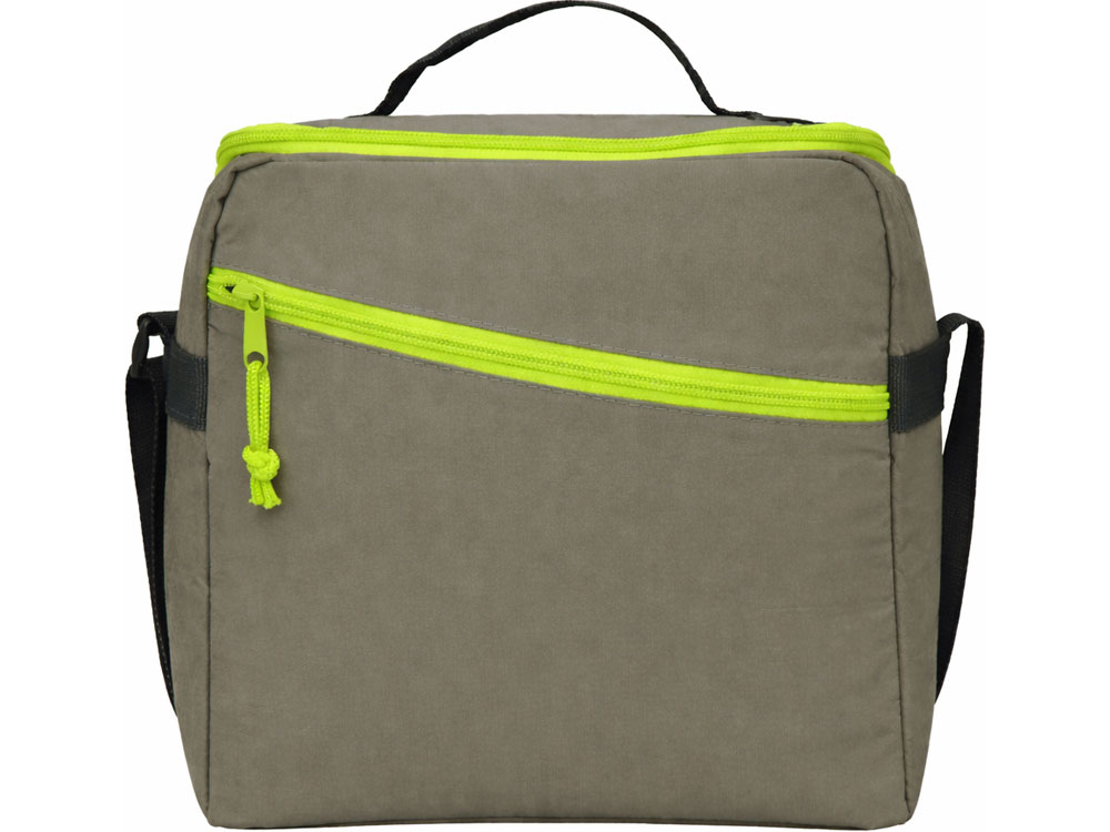 Изотермическая сумка-холодильник Neo Classic c контрастной молнией, серый/зеленое яблоко-3