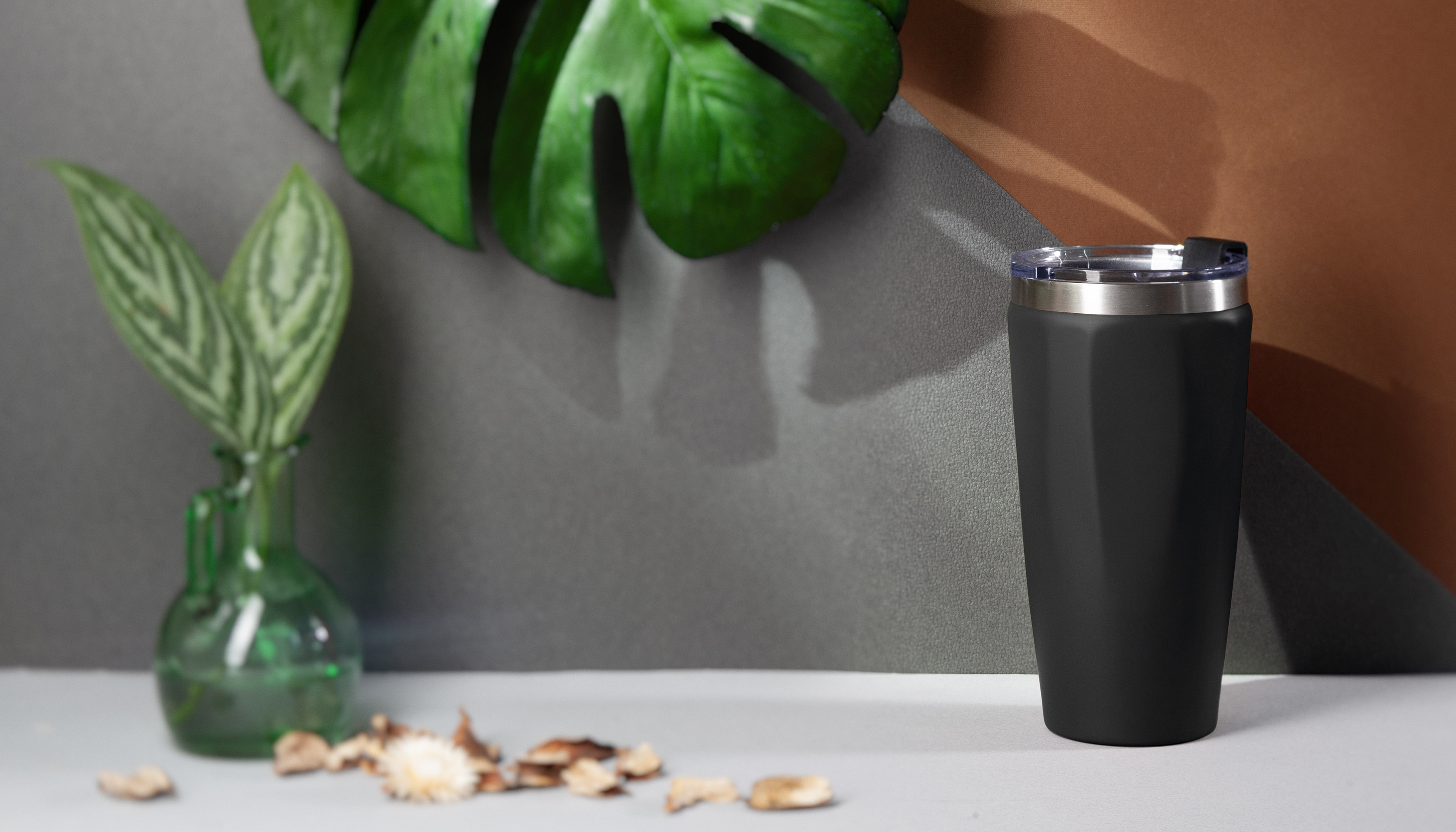 Термостакан "Calypso" 500 мл, покрытие soft touch, черный #-1