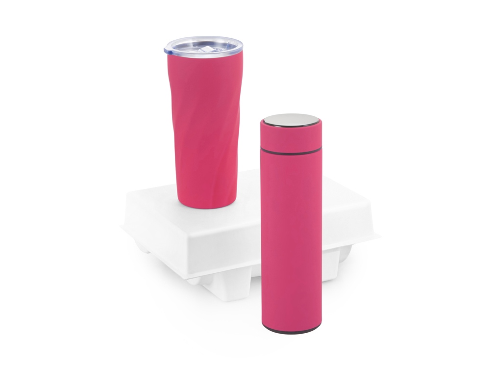 Подарочный набор FAMILY с термосом и термокружкой, розовый-0