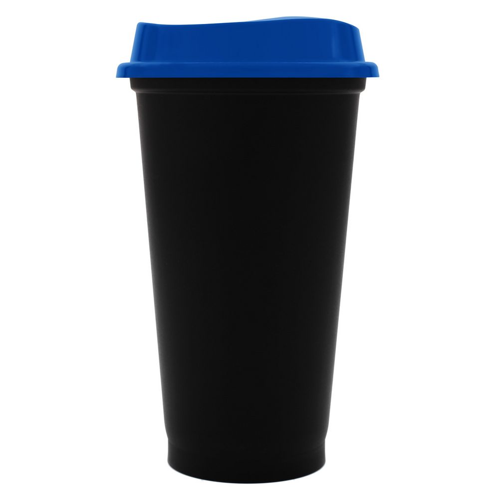 Стакан с крышкой Color Cap Black, черный с синим-0