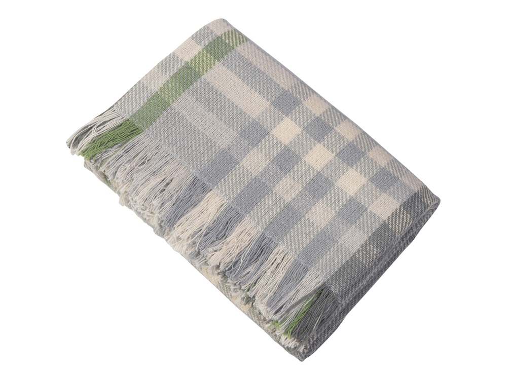 Плед Liner с бахромой, 140*205 см., серый с фисташковым-3