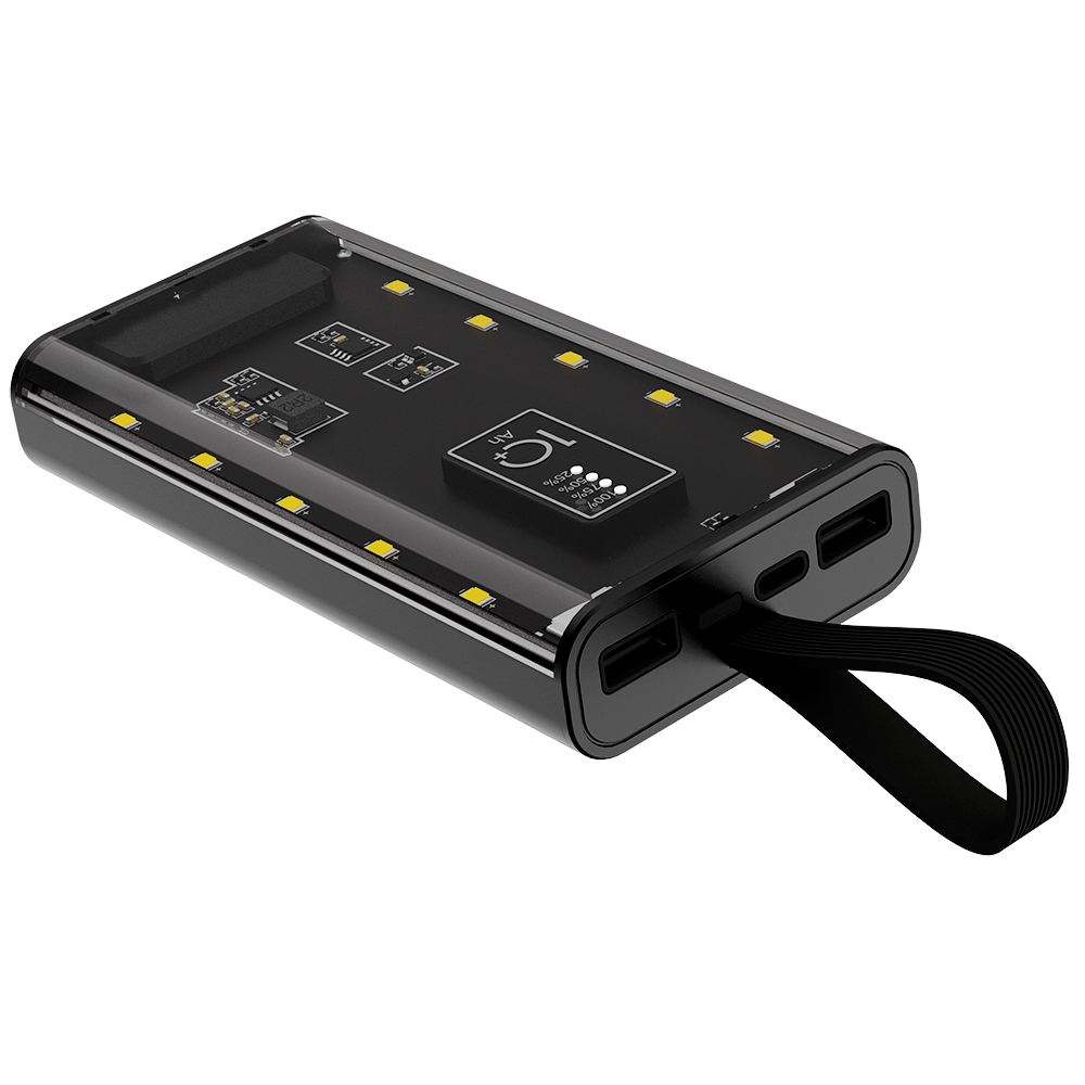 Внешний аккумулятор Wonder с фонариком, Черный-1