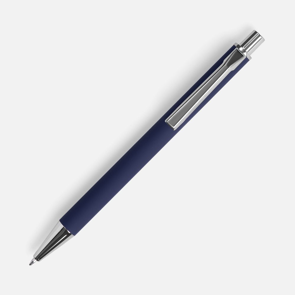 Ручка шариковая Lobby Soft Touch Chrome, синяя-1