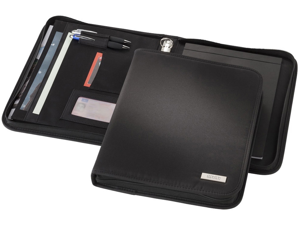 Папка А4 ''Stanford'' на молнии с блокнотом, черный-3