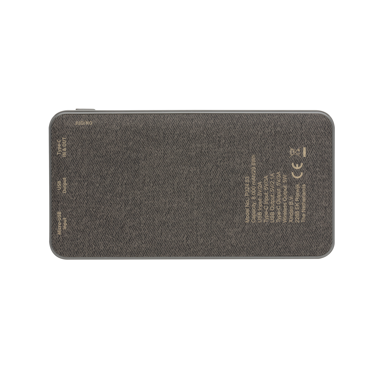 Внешний аккумулятор с беспроводной зарядкой Tela на 8000 мАч, 5W-6