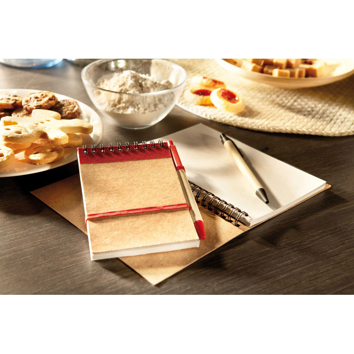 Блокнот с ручкой, красный-3