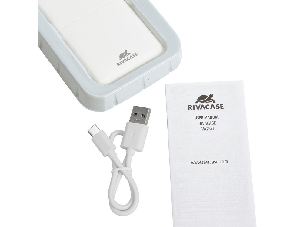 RIVACASE VA2571 (20000 мАч) QC/PD внешний аккумулятор, белый 12/24-18