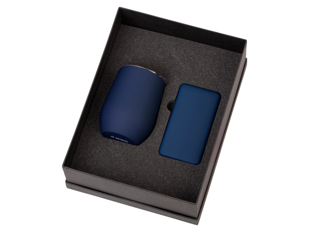 Подарочный набор с термокружкой и повербанком С1, 5000 mAh, темно-синий-1