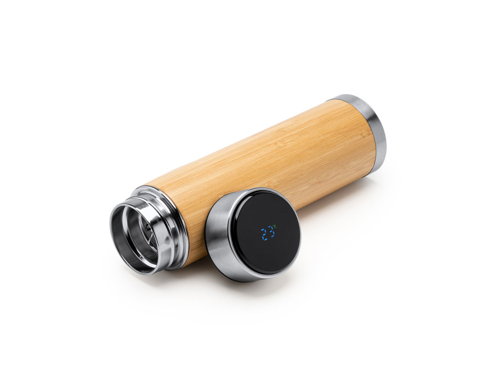 Термос CEDRO из нержавеющей стали 304 и бамбука с заварочным устройством, 480 мл, натуральный-1