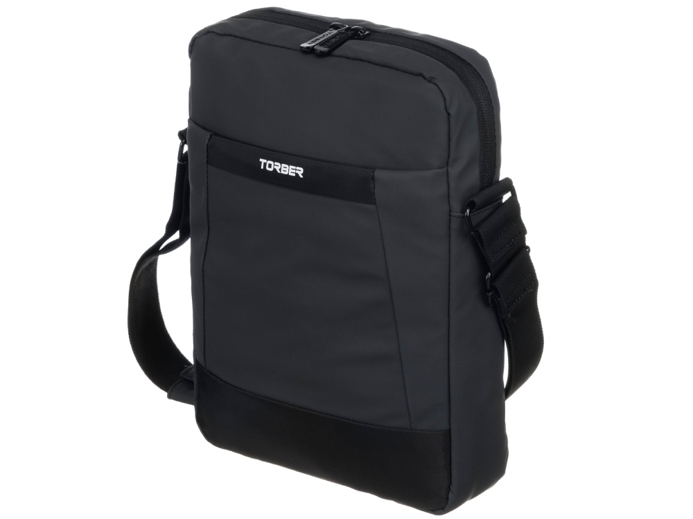 Сумка кросс-боди TORBER, черный/серый, полиуретан, 27 х 21 х 6 см-2