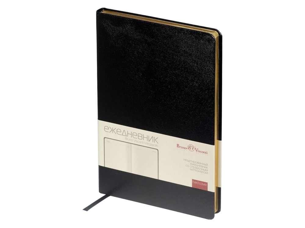 Ежедневник недатированный А5 Megapolis, черный (золотой обрез)-0