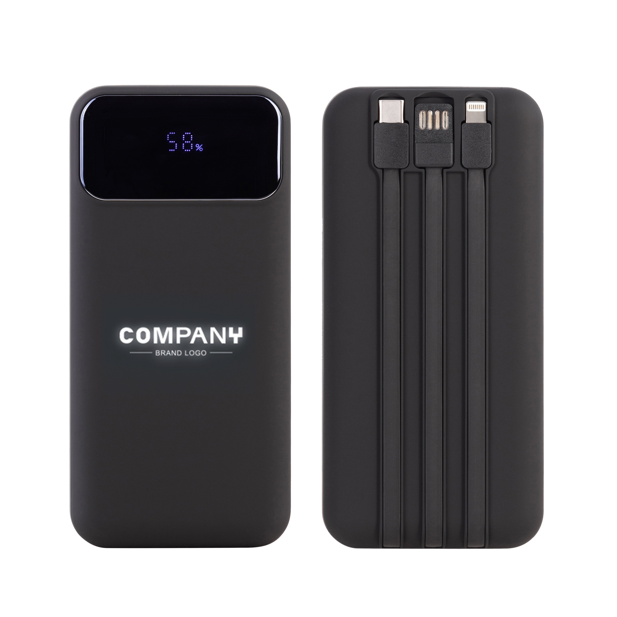 Зарядное (22.5W) устройство "Top Grade SOFTTOUCH" 20000 mAh с подсветкой логотипа, встроенными кабелями и цифровым индикатором заряда-0