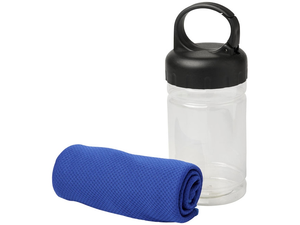 Охлаждающее полотенце Remy в ПЭТ-контейнере, синий-0