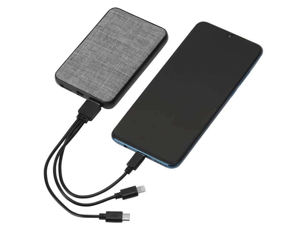 Портативное зарядное устройство из rPET Reborn, 5000 mAh, серый-1