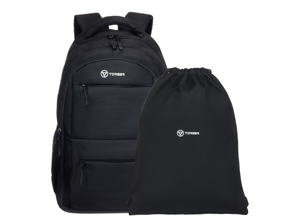 Рюкзак TORBER CLASS X, черный, полиэстер 900D, 45 x 30 x 18 см + Мешок для сменной обуви в подарок!-0