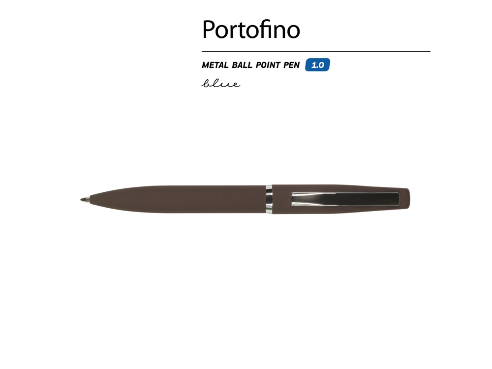 Ручка металлическая шариковая Portofino, софт-тач, 1.0 мм, коричневый-1
