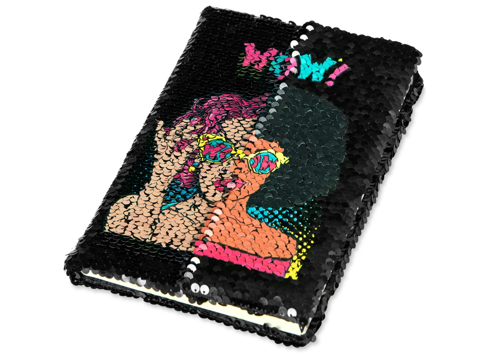 Блокнот с пайетками Fashion, черный-7
