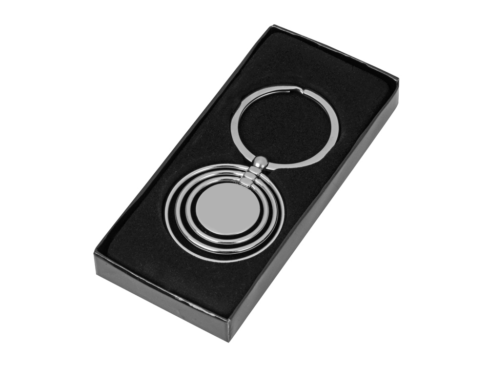 Брелок с 3 кольцами и диском, вращающимися вокруг одной оси, серебристый-3