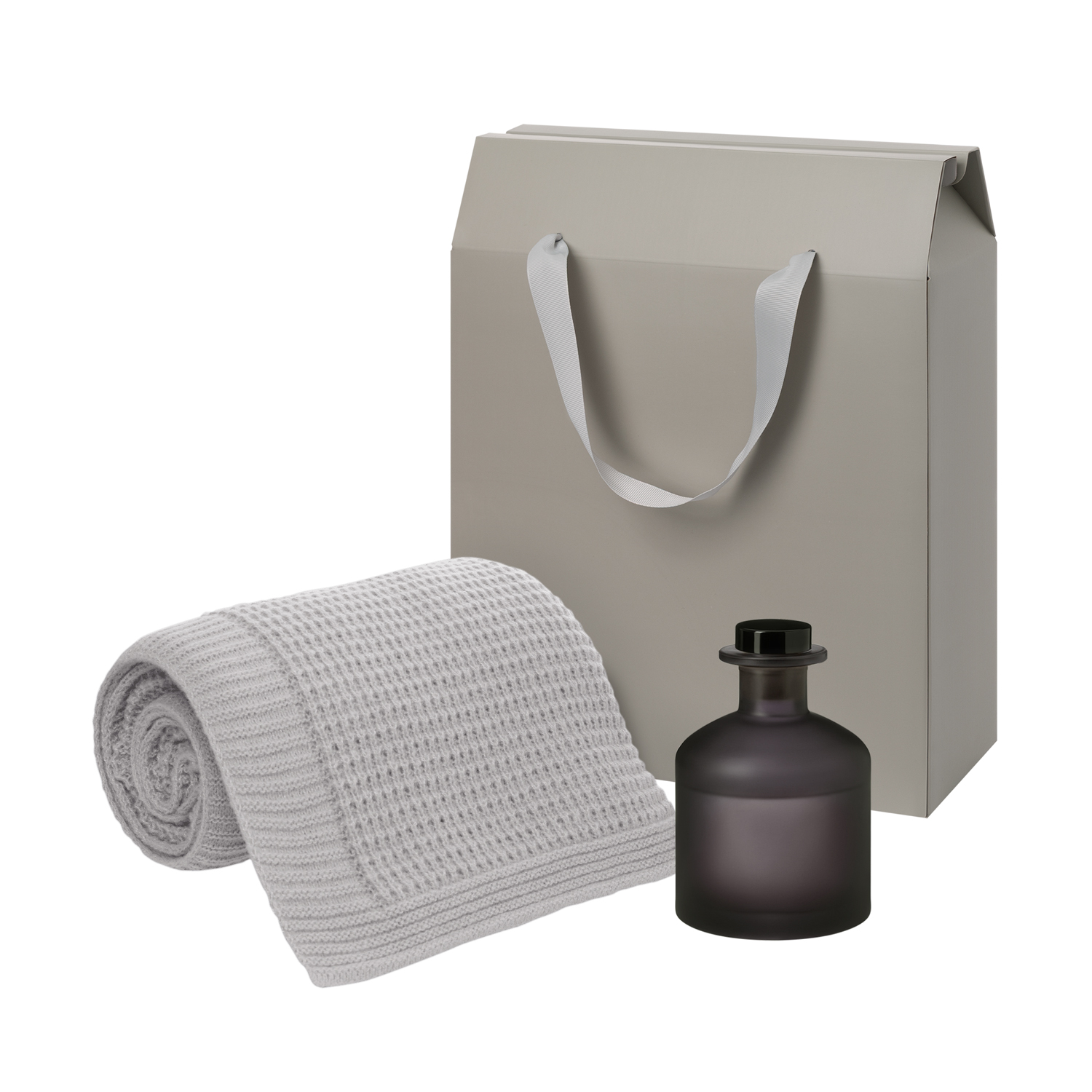 Подарочный набор Мизу (Mizu), Мальта Софт (Malta Soft), серый (диффузор, плед)-0