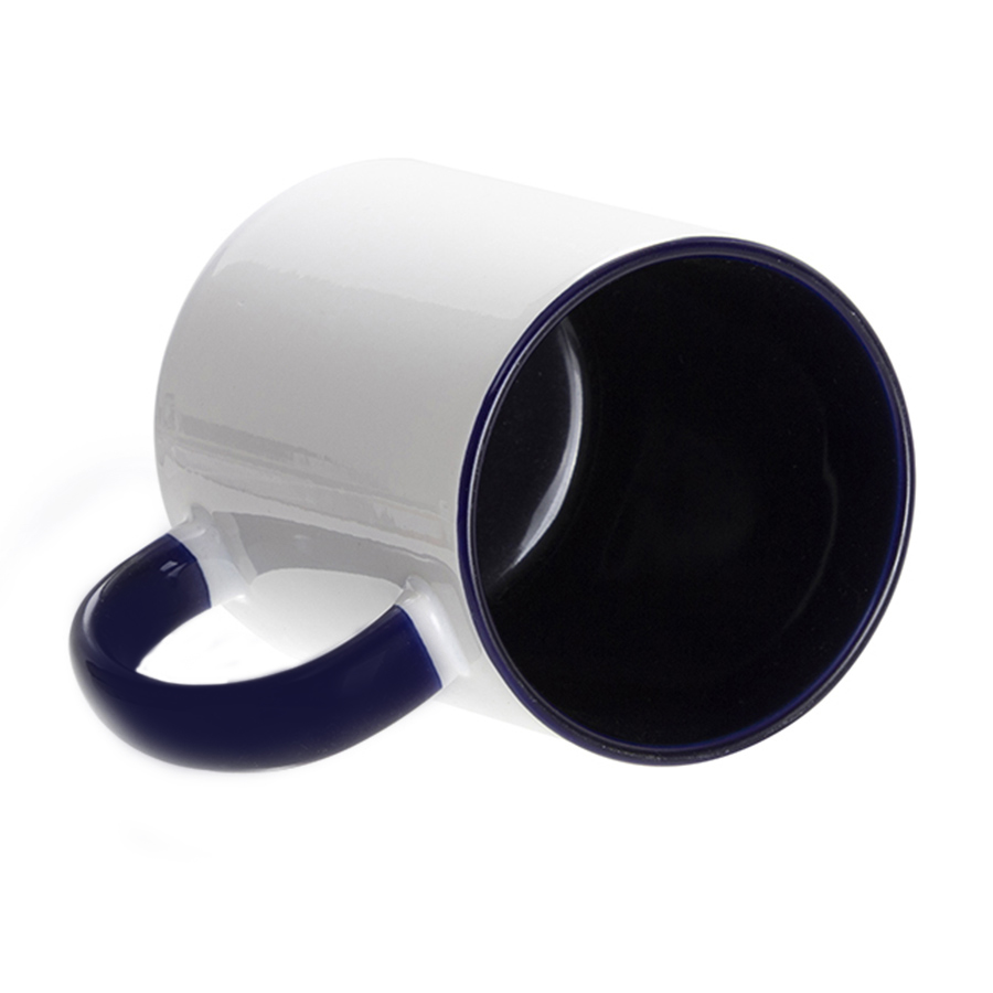 Кружка для сублимации, 330 мл, d=82 мм, стандарт А, белая, синяя внутри, синяя ручка, белый, синий-1