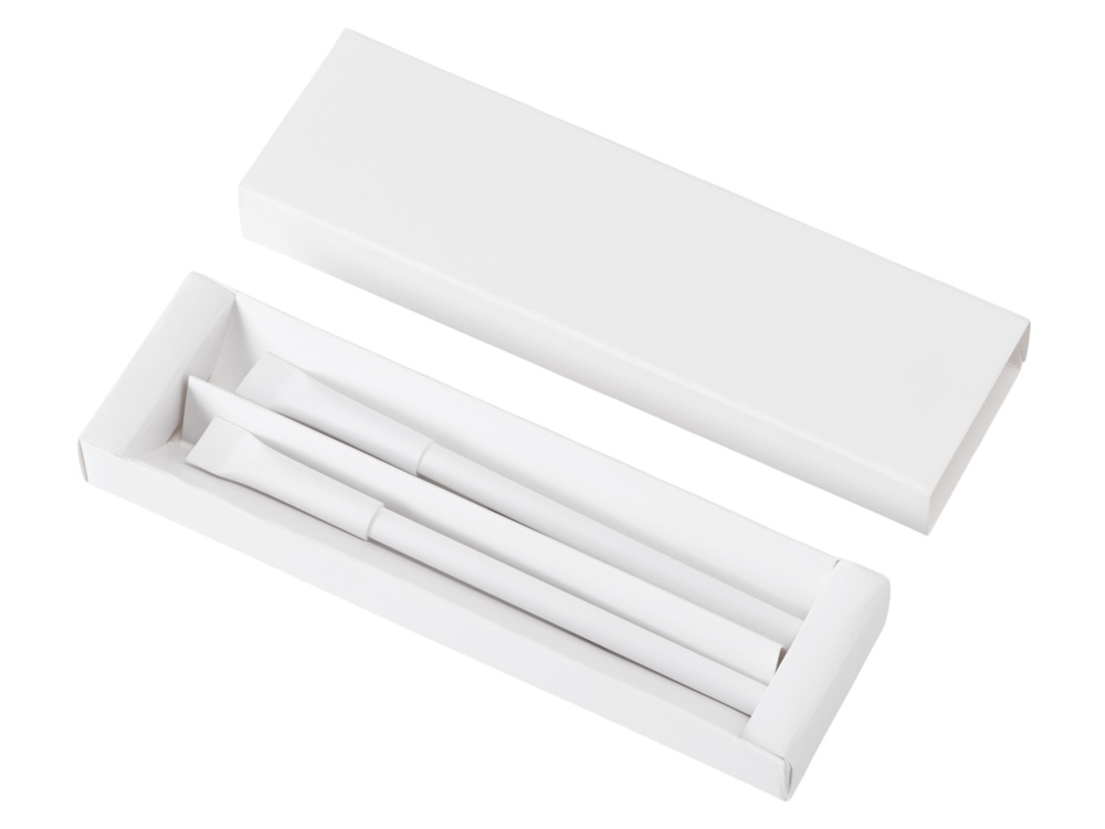 Набор из ручки и вечного карандаша из переработанной бумаги Recycled Duo, белый-1