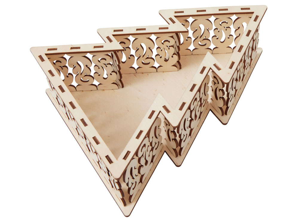 Шкатулка из фанеры в виде елки Firytale , серебристая-2