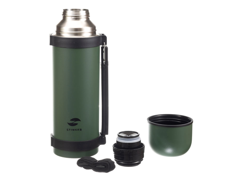 Термос Stinger, 1,2 л, широкий с ручкой, нержавеющая сталь, зелёный, 12,4 х 10,2 х 31,8 см-2
