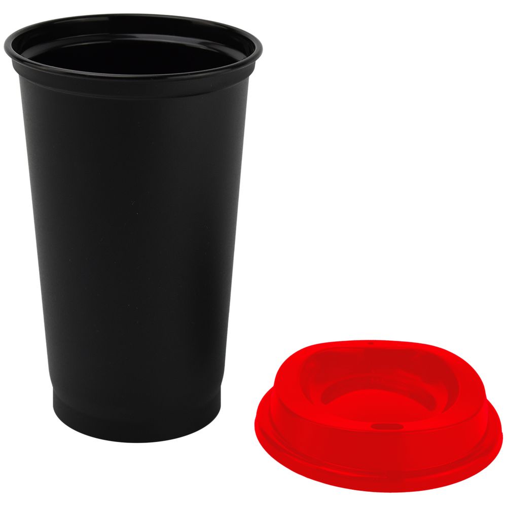Стакан с крышкой Color Cap Black, черный с красным-2