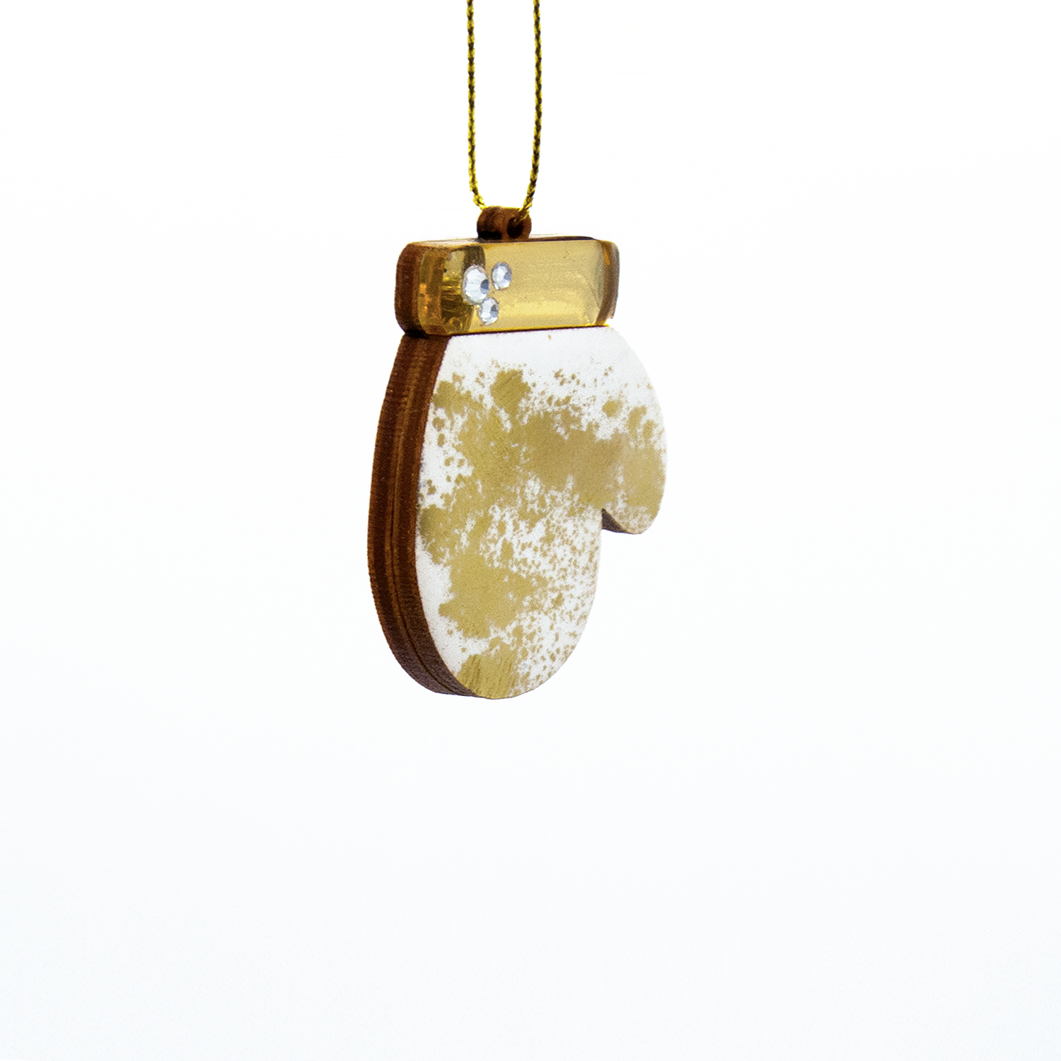 Ёлочная игрушка Варежка (белый с золотым )-2