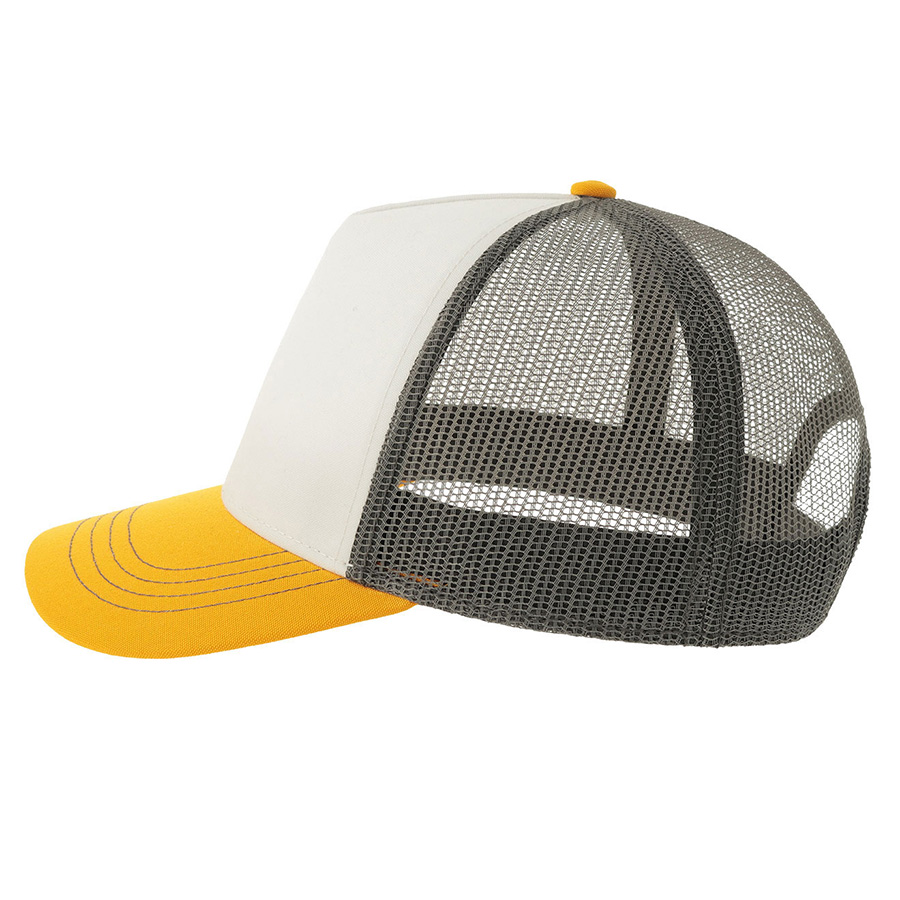Бейсболка RAPPER CANVAS-S, 5 клиньев, пластиковая застёжка, белый, желтый, тёмно-серый-6