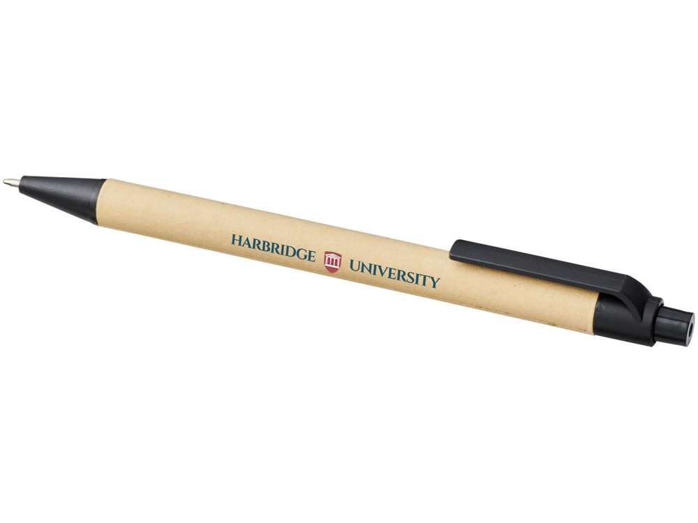 Шариковая ручка Berk из переработанного картона и кукурузного пластика, натуральный/черный-4