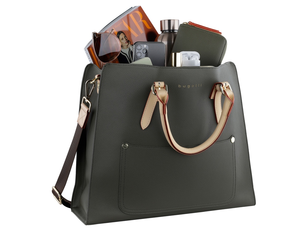 Сумка-шоппер BUGATTI Ella, оливковая, полиуретан, 37х12х31 см-4