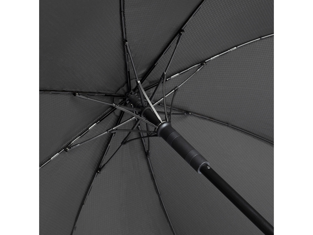 Зонт-трость 7915 Carbon с куполом из переработанного пластика, полуавтомат, черный-3