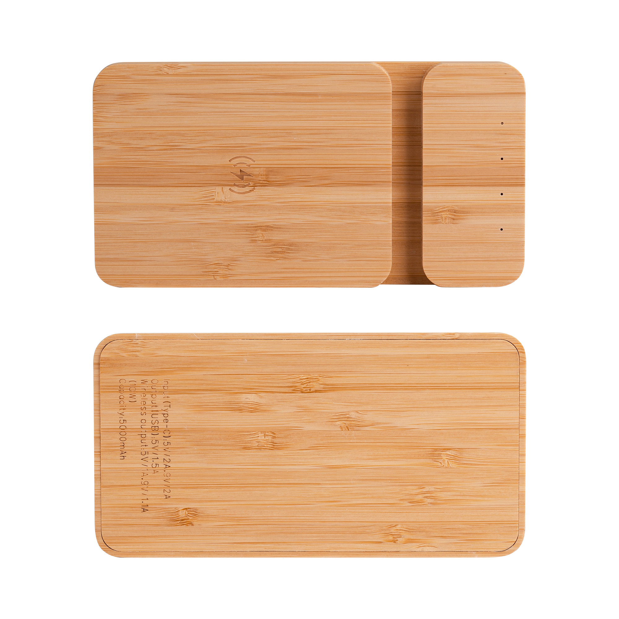 Беспроводное (10W) зарядное устройство "Bamboo Power" 5000 mAh с подставкой под смартфон, бамбук-4