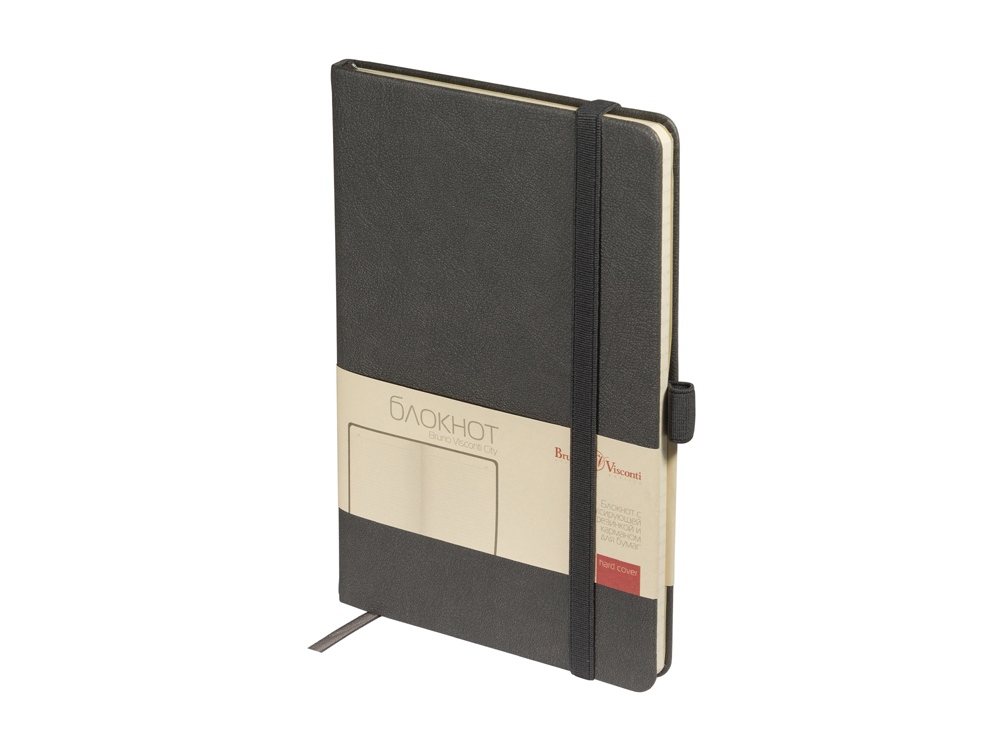 Блокнот А5  City на резинке, серый-0